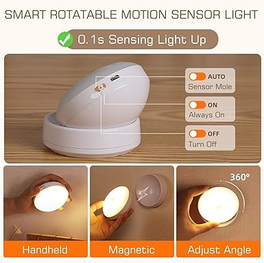 AIDREAMS USB RECHARGEABLE LED NIGHT LIGHT WITH MOTION SENSOR