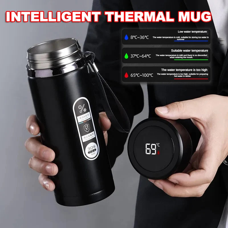 Thermos Flask in Stainless Steel with LED Temperature Display SUS304