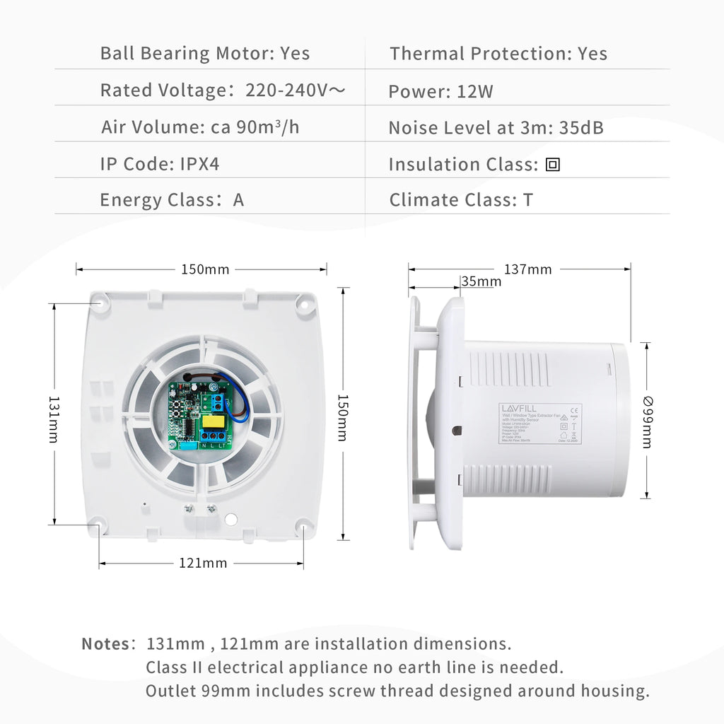 EXHAUST FAN WITH HUMIDITY SENSOR AIDREAMS
