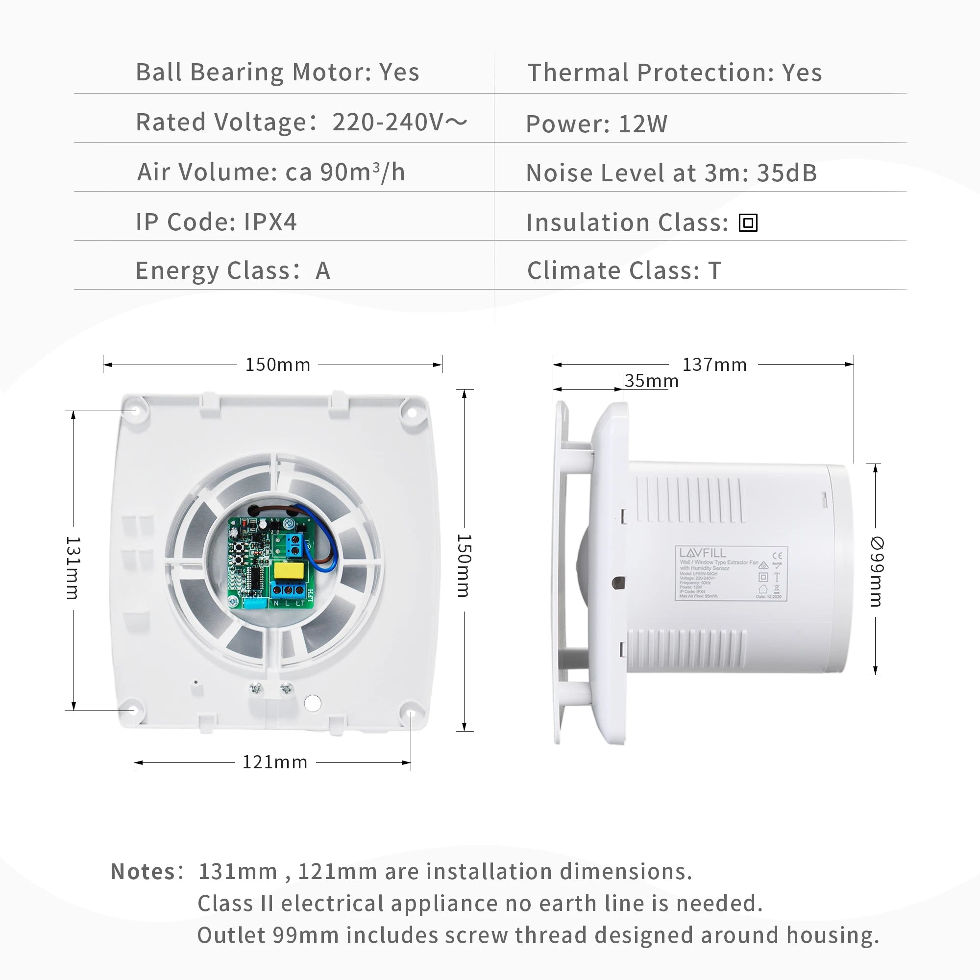 EXHAUST FAN WITH HUMIDITY SENSOR AIDREAMS