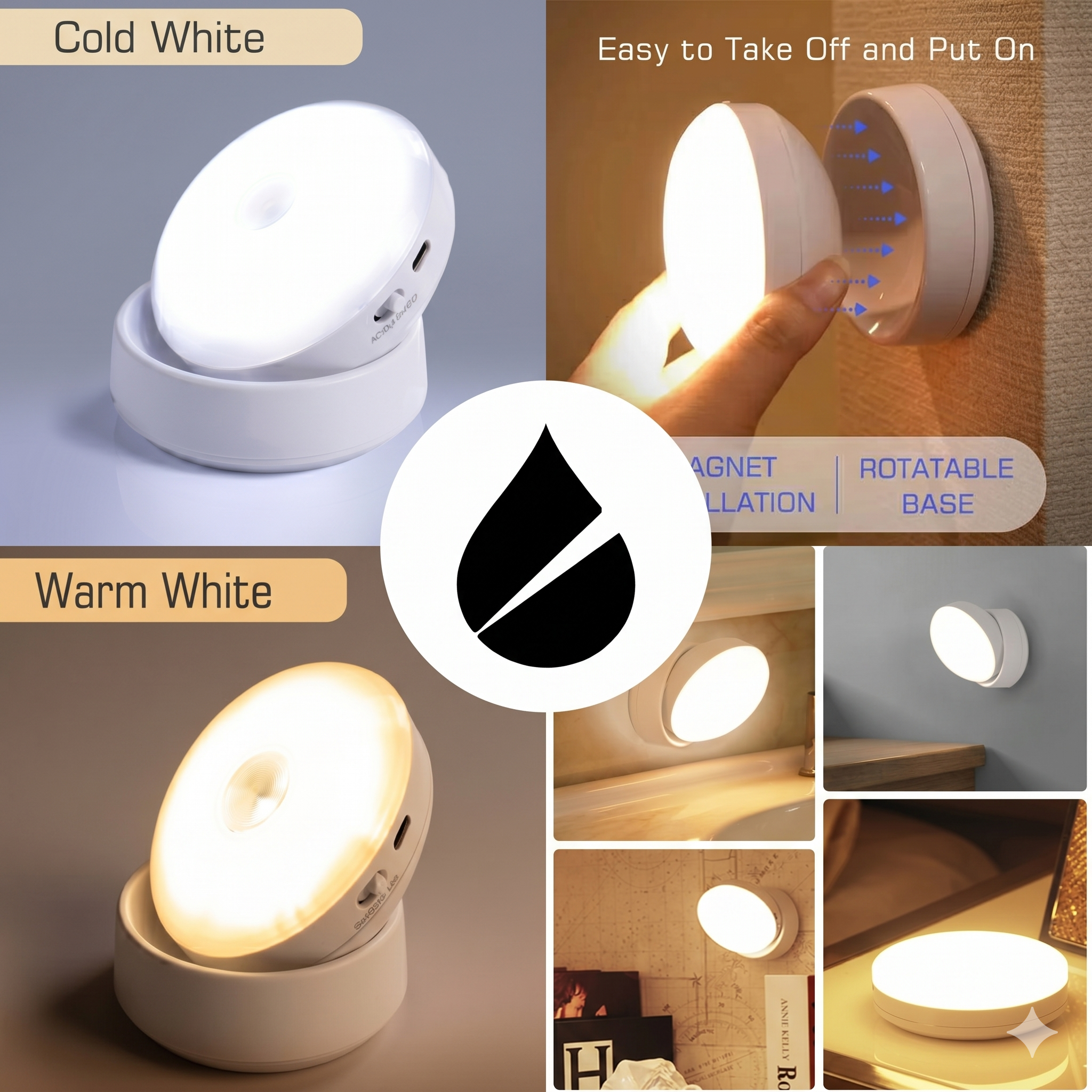AIDREAMS USB RECHARGEABLE LED NIGHT LIGHT WITH MOTION SENSOR